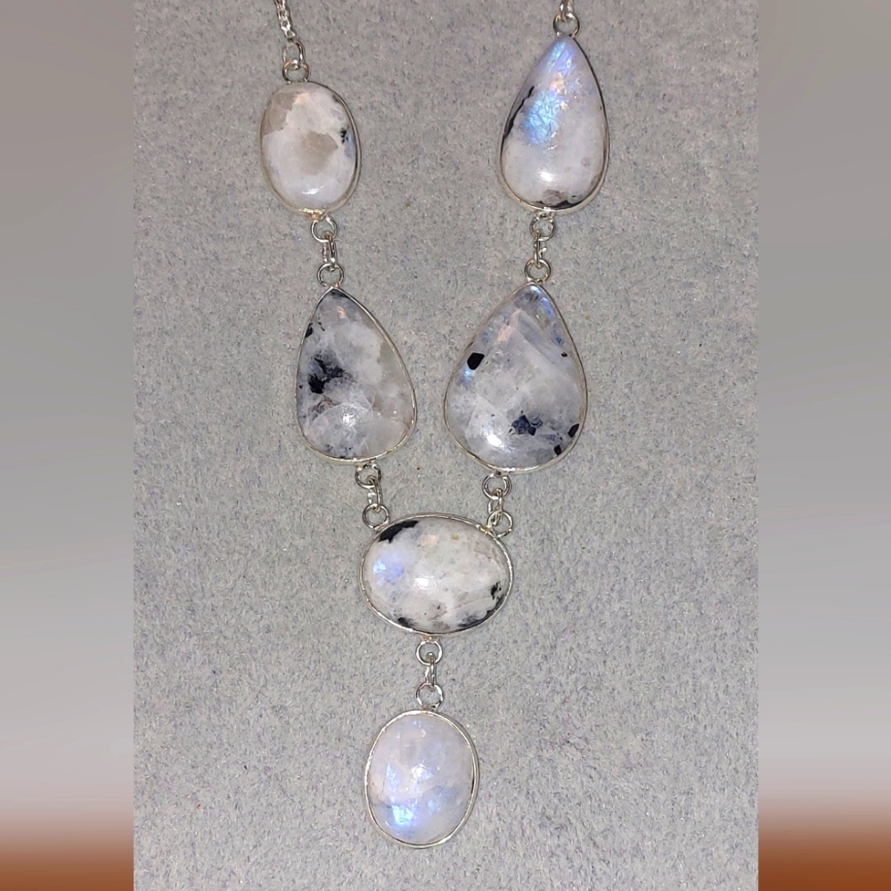 Rainbow Moonstone Statement Necklace